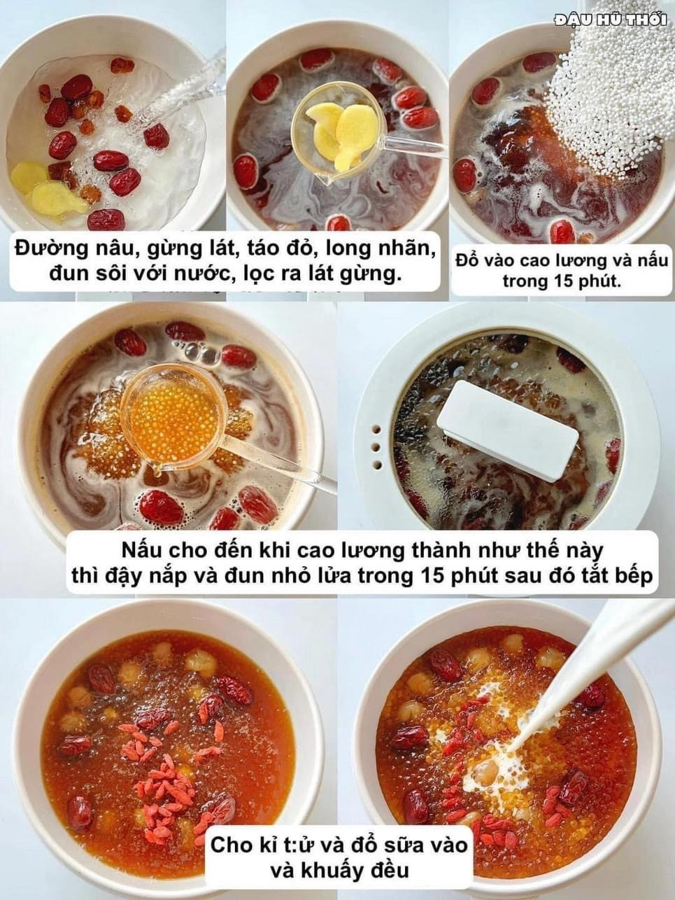 Công thức Trà sữa đẹp da với cao lương, táo đỏ, long nhãn và ki tử