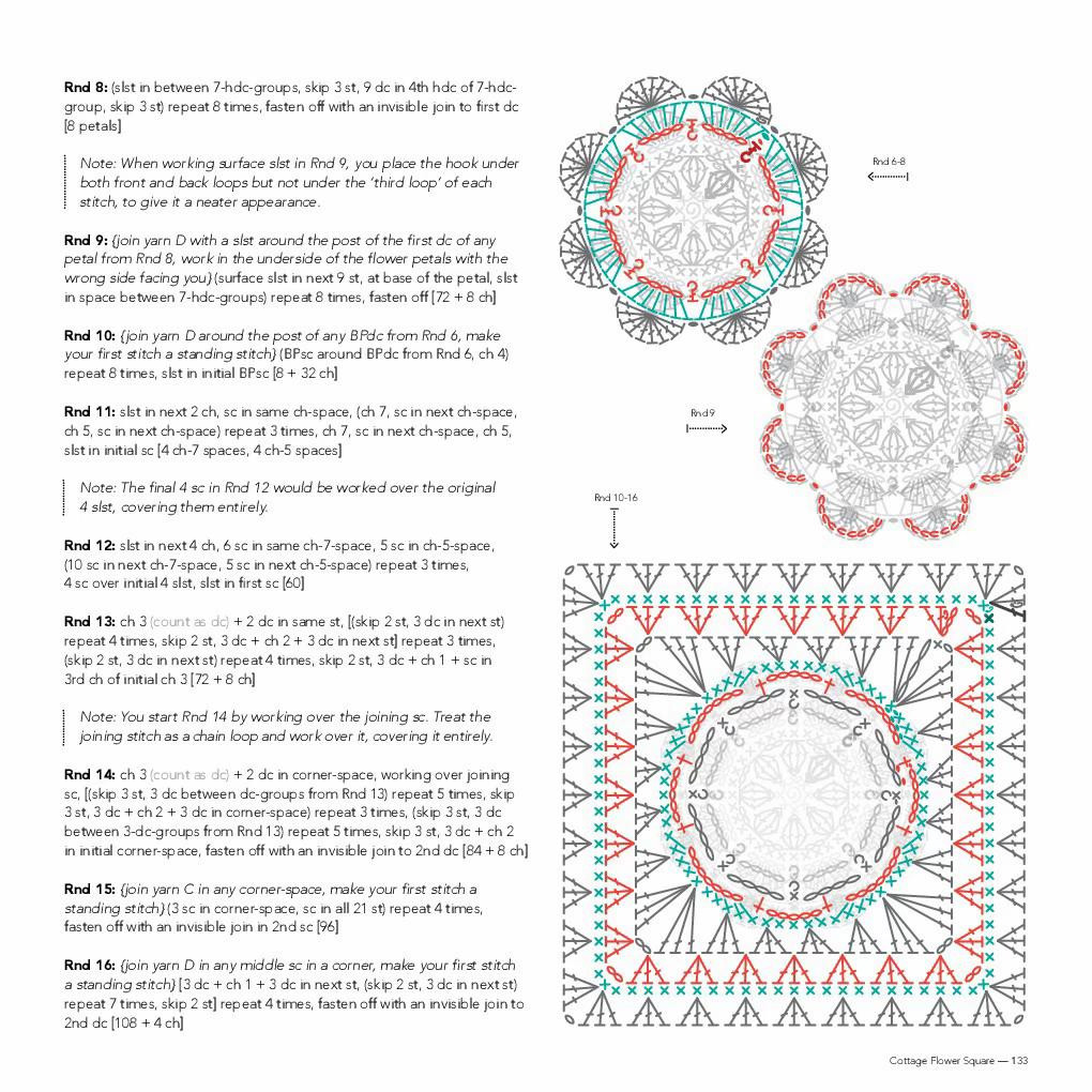 Cottage Flower Square Crochet Pattern and Chart