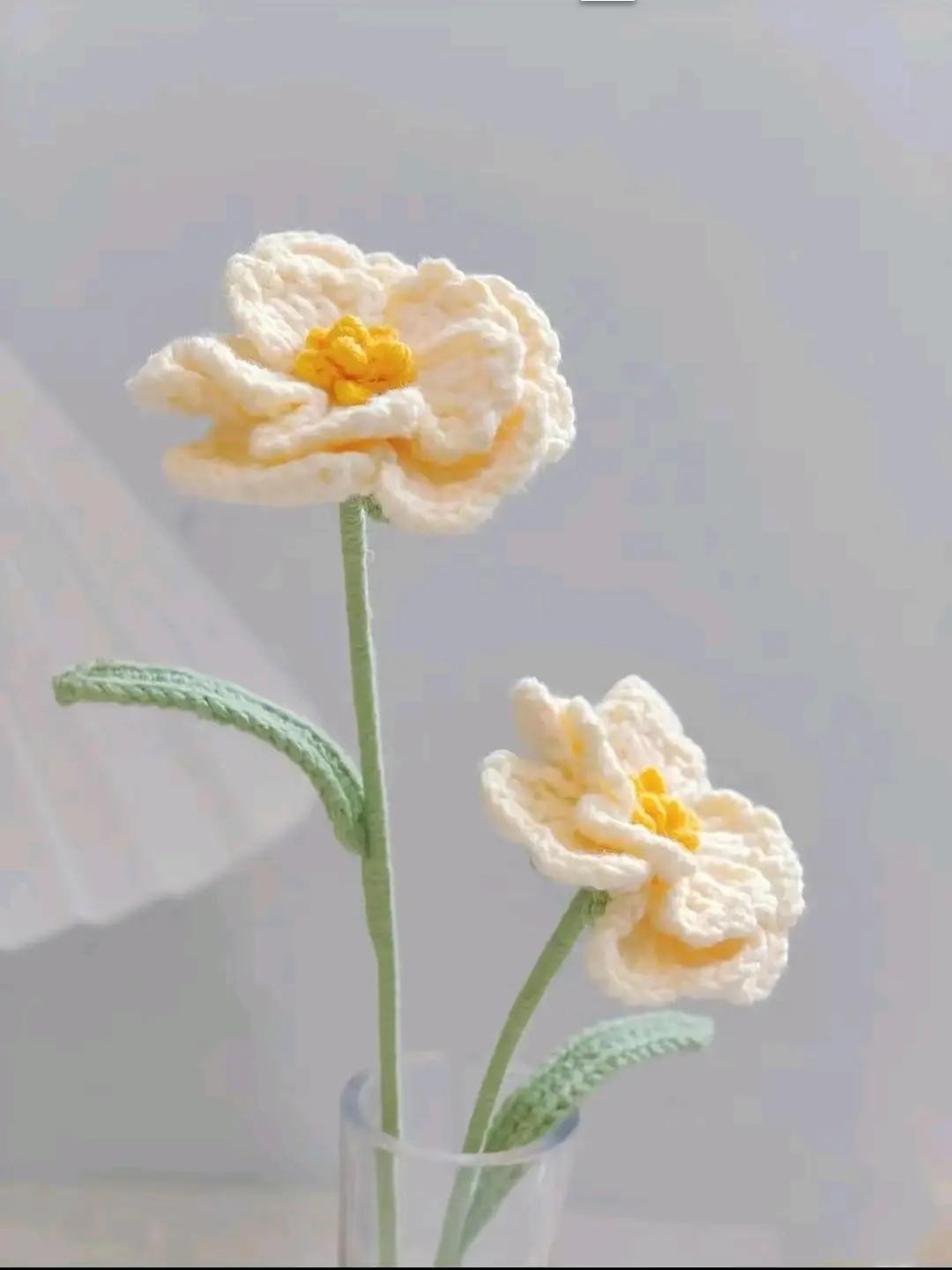 Cream and Yellow Crochet Flower Pattern with Chart