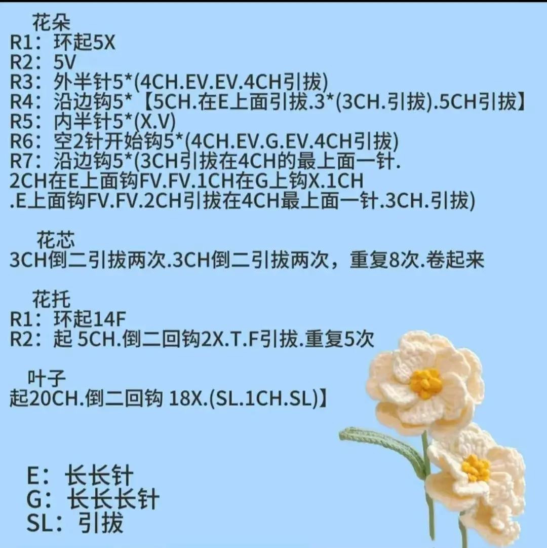 Cream and Yellow Crochet Flower Pattern with Chart