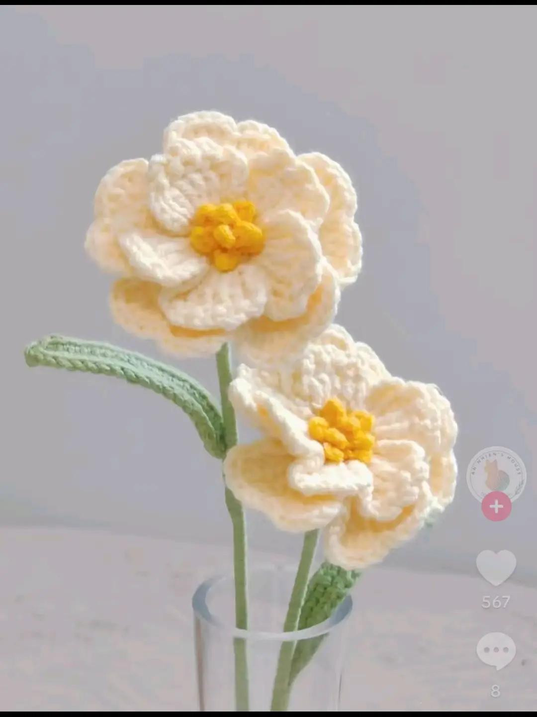 Cream and Yellow Crochet Flower Pattern with Chart