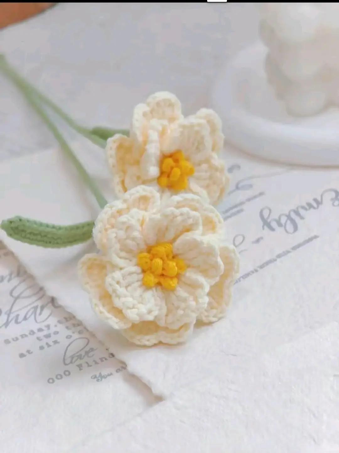 Cream and Yellow Crochet Flower Pattern with Chart