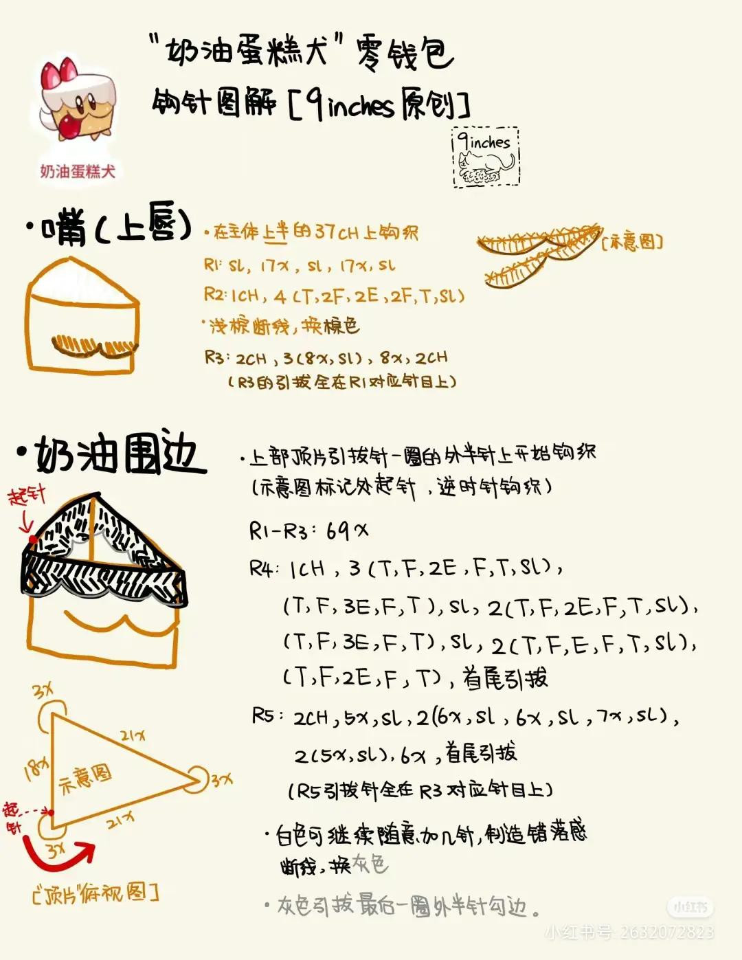 Cream Cake Dog Coin Purse Crochet Pattern Tutorial