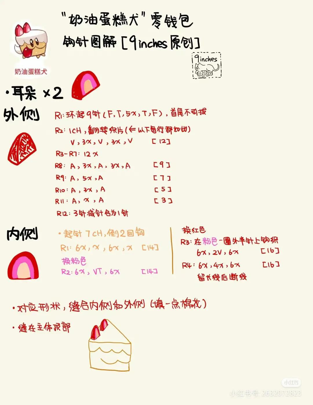 Cream Cake Dog Coin Purse Crochet Pattern Tutorial