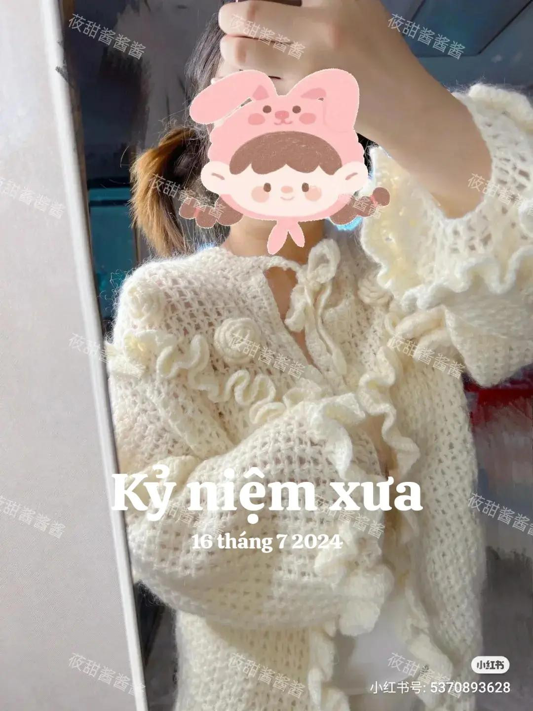 Cream Crochet Cardigan Pattern with Ruffles and Roses Tutorial