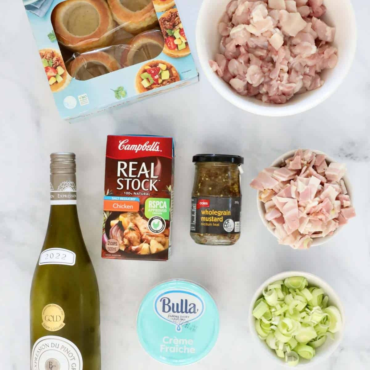 Creamy Chicken Vol Au Vent with Bacon, Leek and Mustard Filling