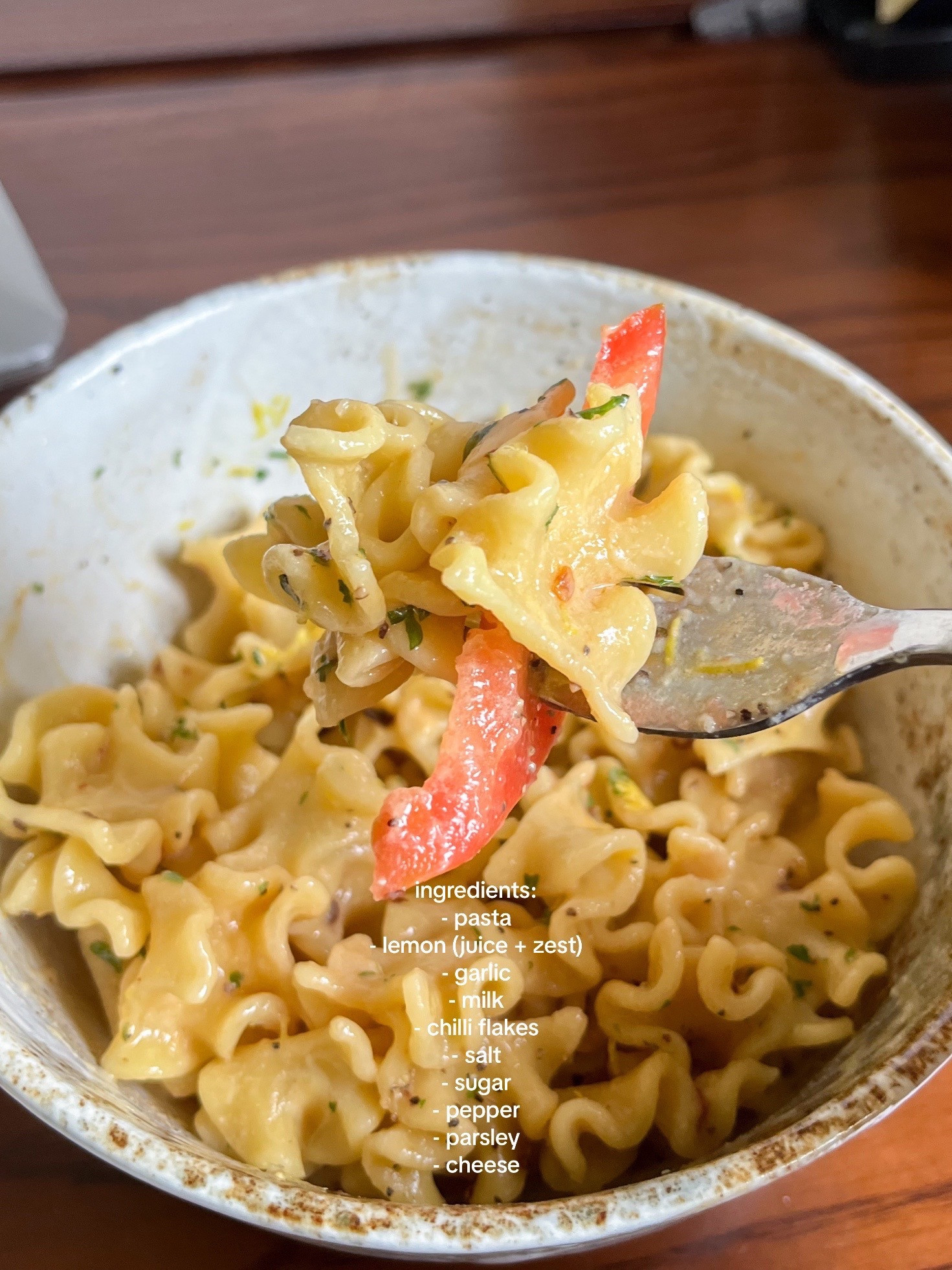 Creamy Lemon Pasta with Garlic and Chilli Flakes Recipe