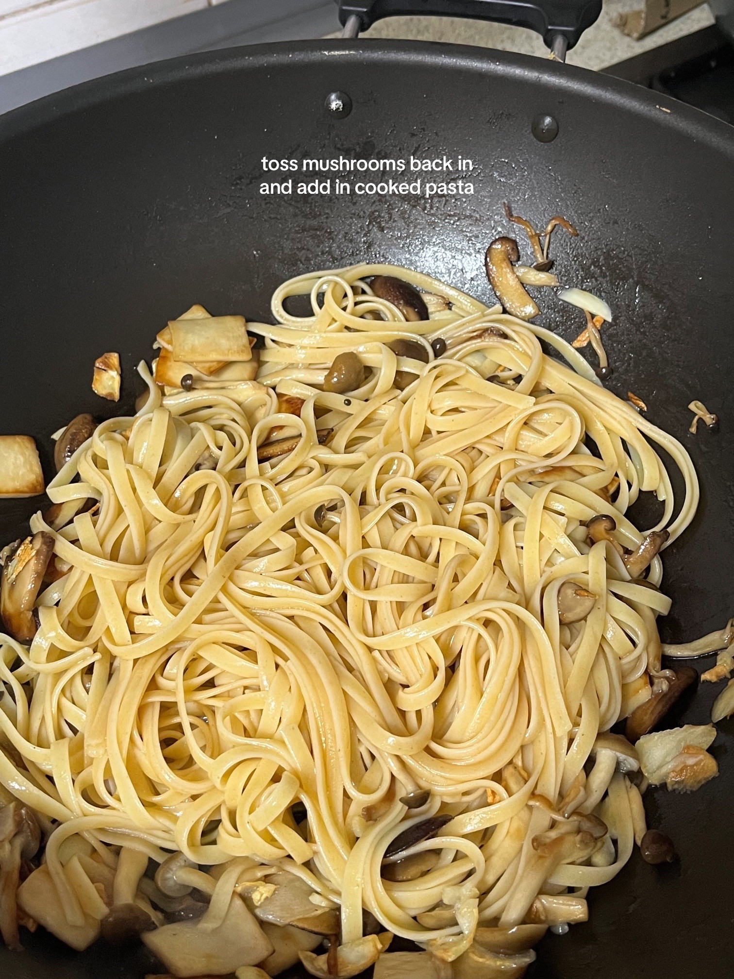 Creamy Miso Mushroom Pasta Recipe with Shiitake, Shimeiji, and King Oyster Mushrooms
