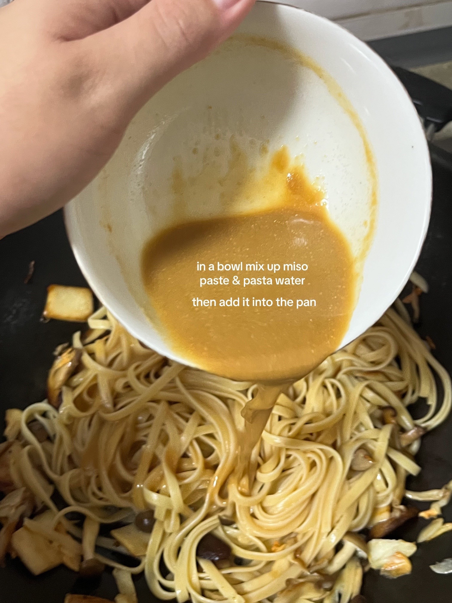 Creamy Miso Mushroom Pasta Recipe with Shiitake, Shimeiji, and King Oyster Mushrooms