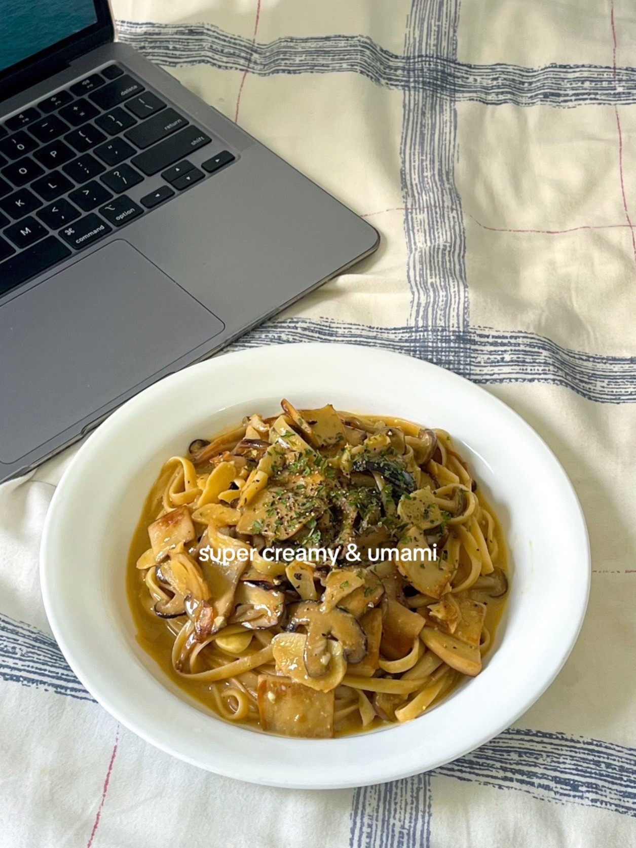 Creamy Miso Mushroom Pasta Recipe with Shiitake, Shimeiji, and King Oyster Mushrooms