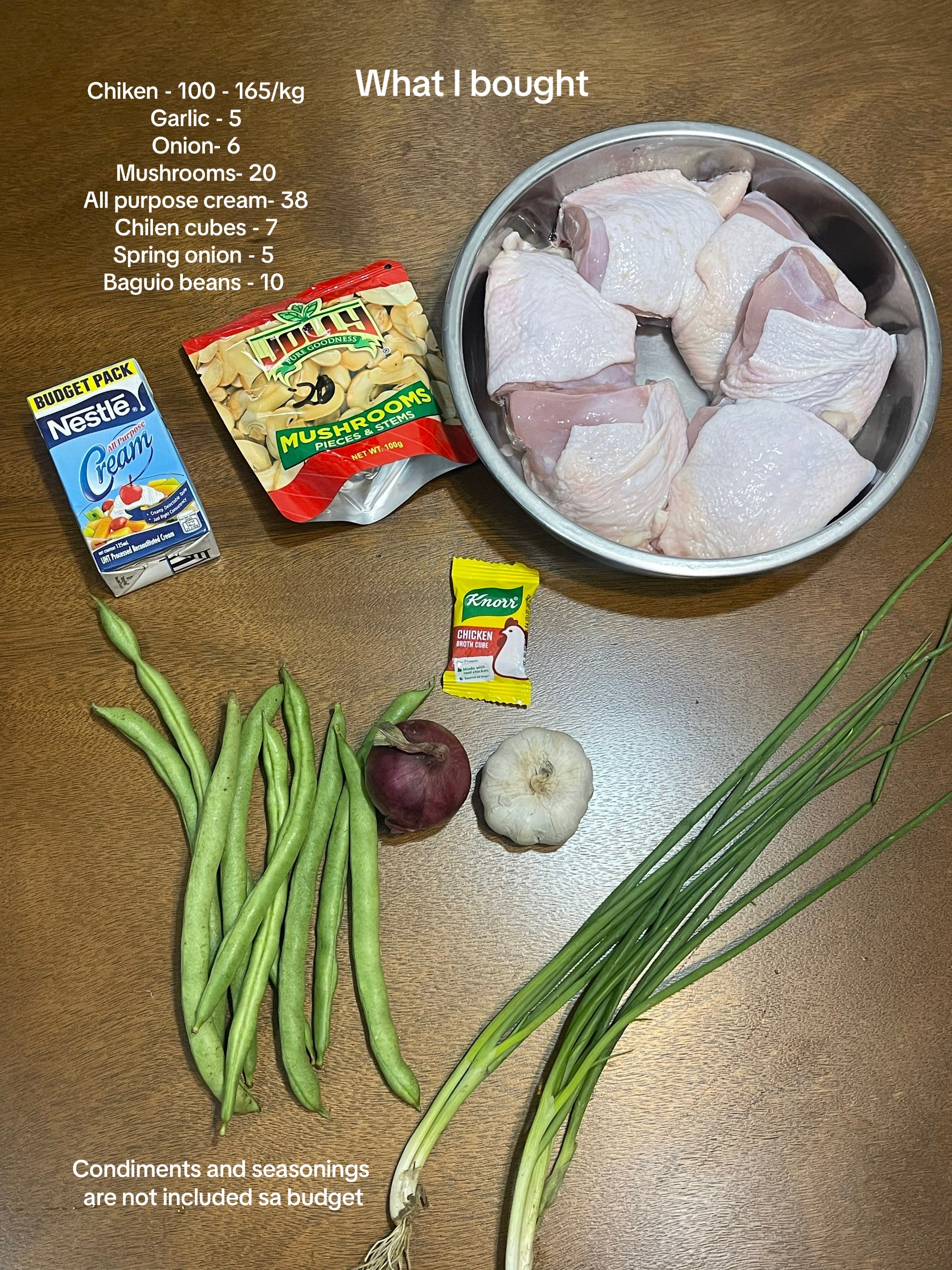 Creamy Mushroom Chicken Thighs with Baguio Beans