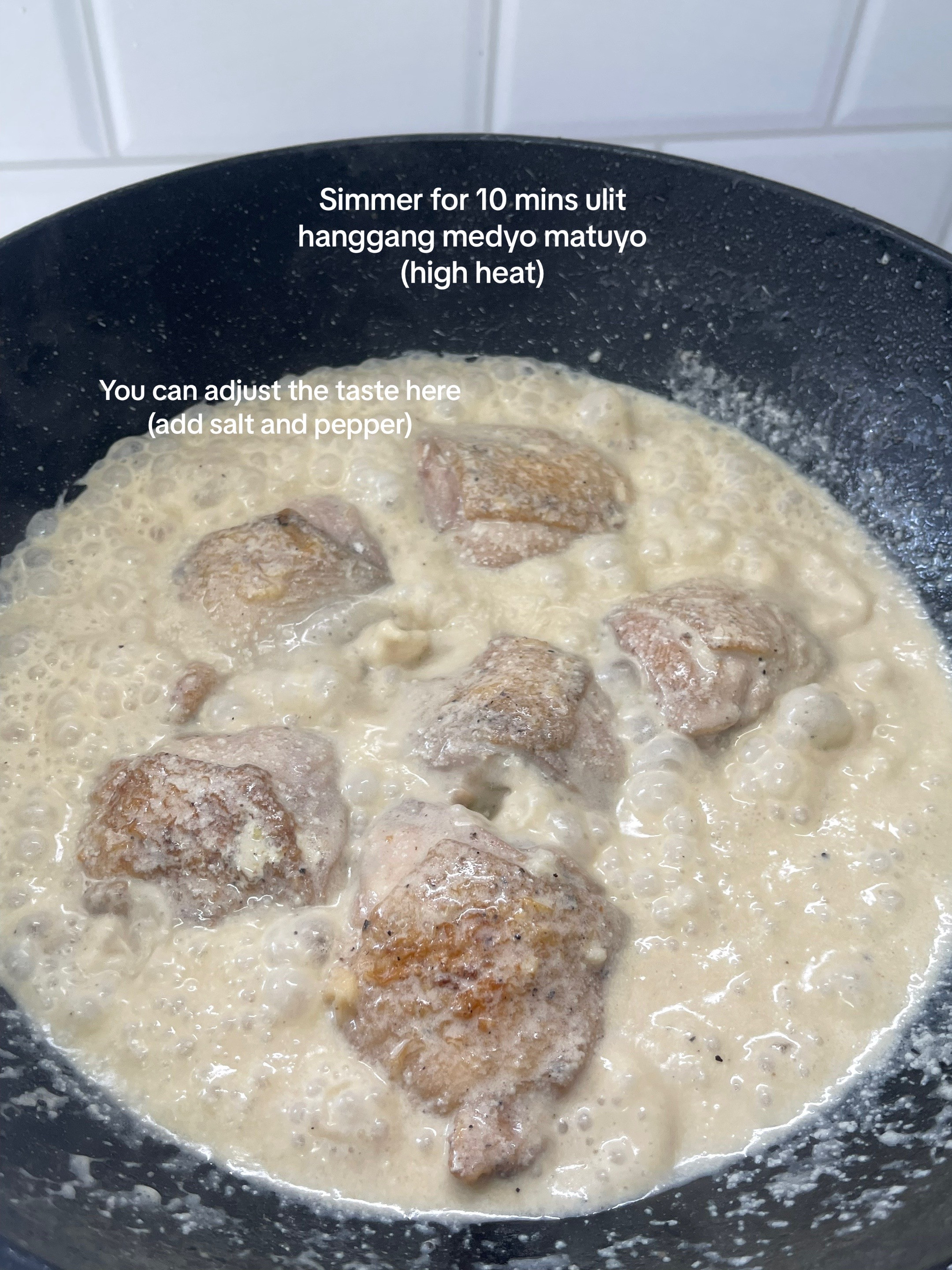 Creamy Mushroom Chicken Thighs with Baguio Beans