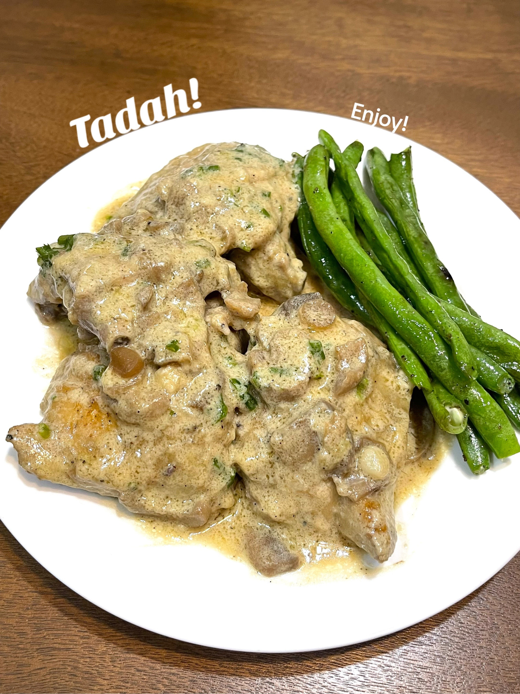 Creamy Mushroom Chicken Thighs with Baguio Beans