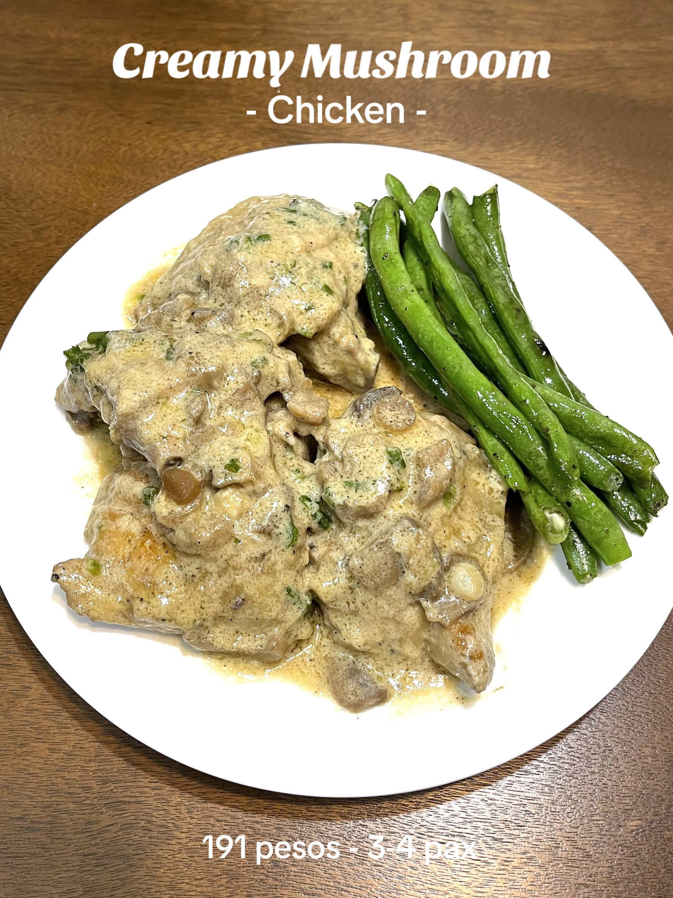 Creamy Mushroom Chicken Thighs with Baguio Beans