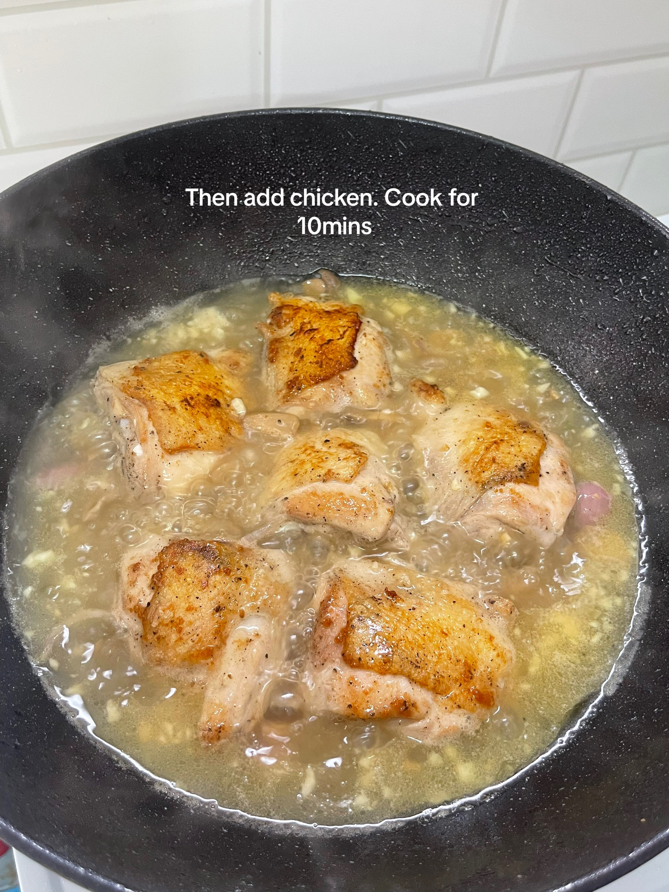 Creamy Mushroom Chicken Thighs with Baguio Beans