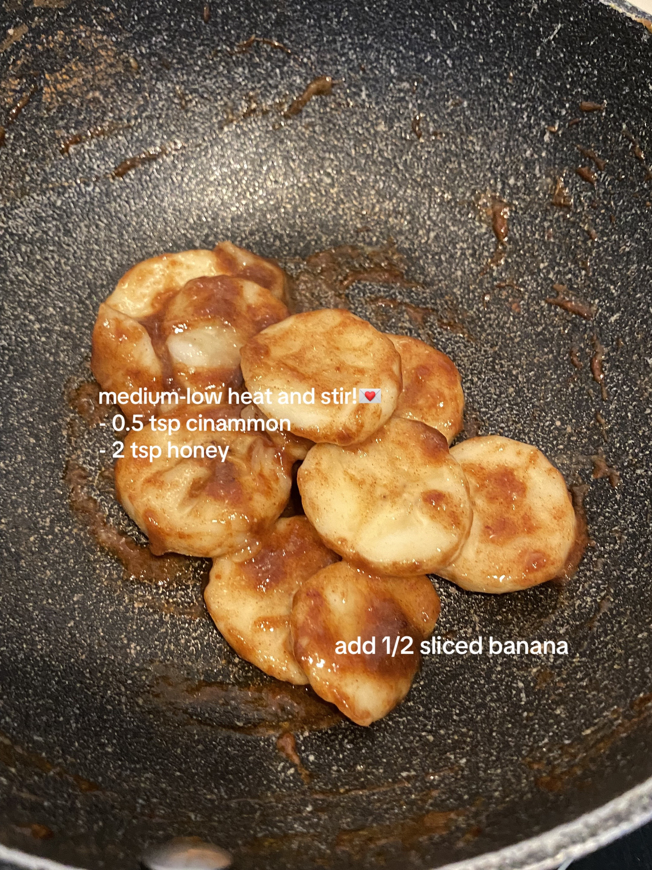 Creamy oatmeal with caramelized banana, cinnamon, and warm milk