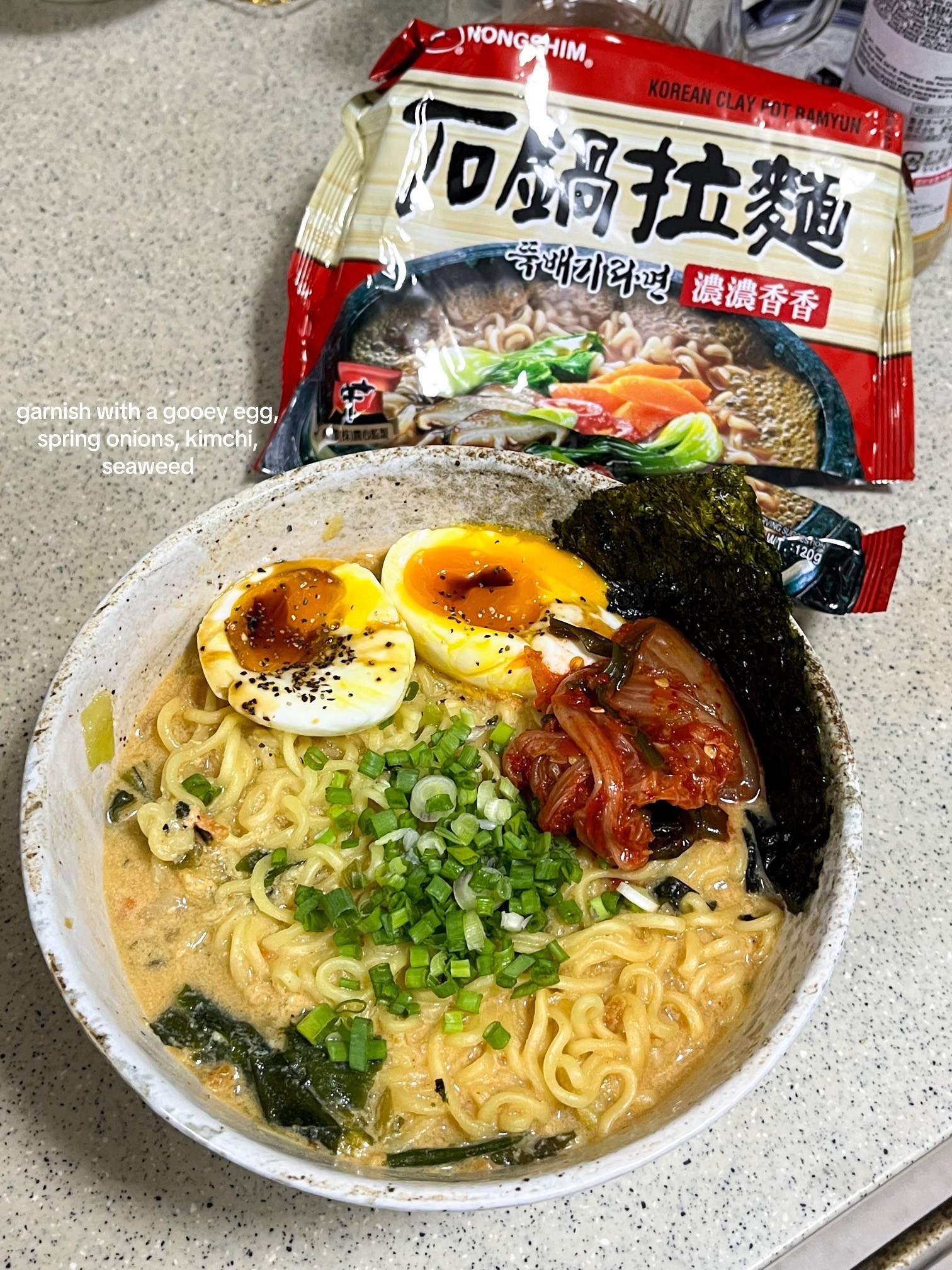Creamy Shin Ramyeon with Kewpie Mayo, Egg, and Kimchi