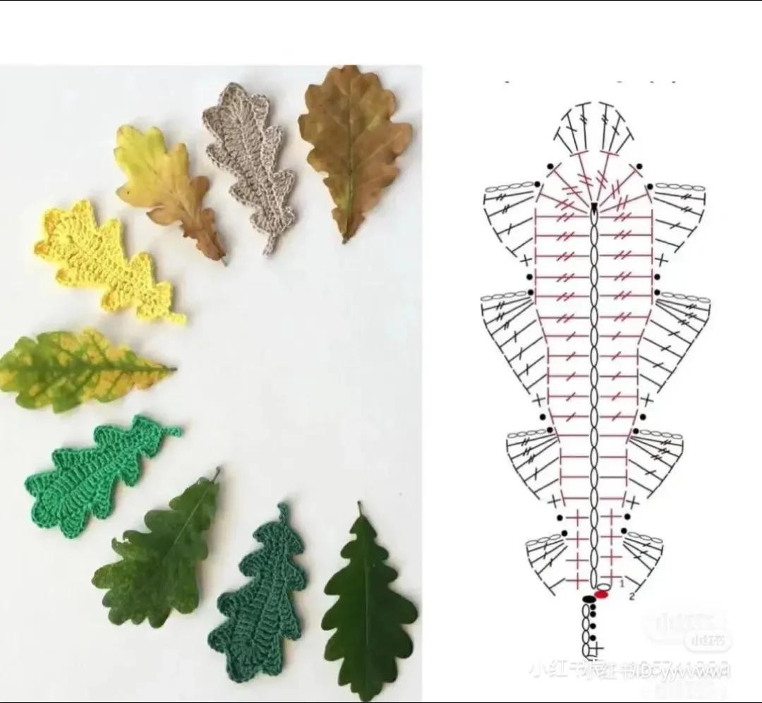 Crochet Acorn and Oak Leaf Chart Pattern Tutorial