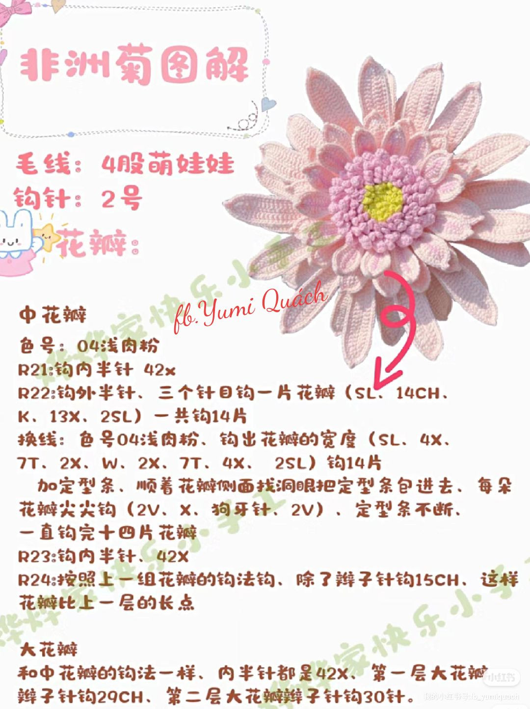 Crochet African Daisy Flower Pattern Tutorial