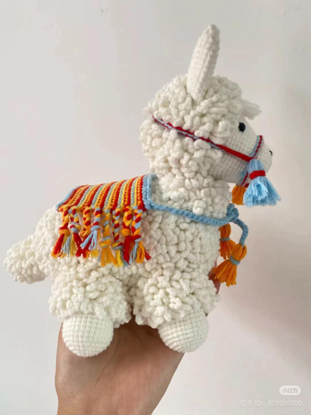 Crochet Alpaca Pattern: Cute White Amigurumi Llama with Colorful Tassels and Blanket Chart