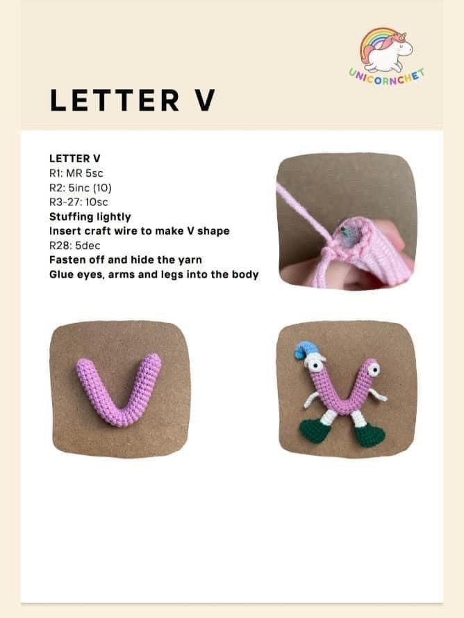 Crochet Alphabet Dolls: Letter V, W, X Keychains