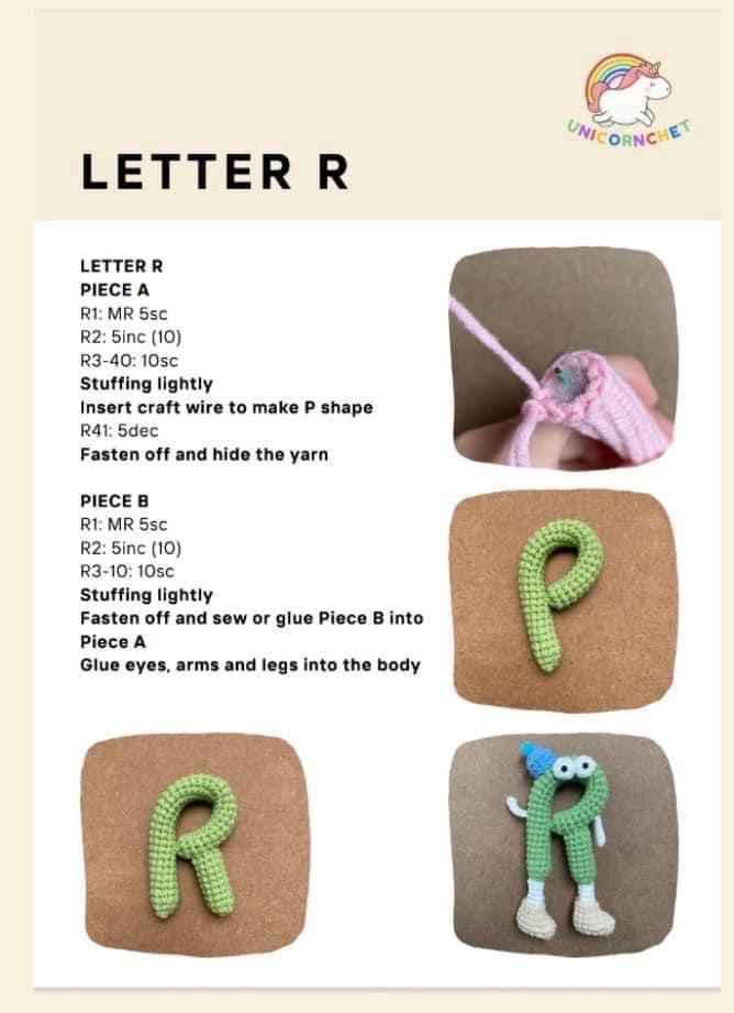 Crochet Alphabet Dolls Pattern: Letter Q and R Amigurumi Keychains
