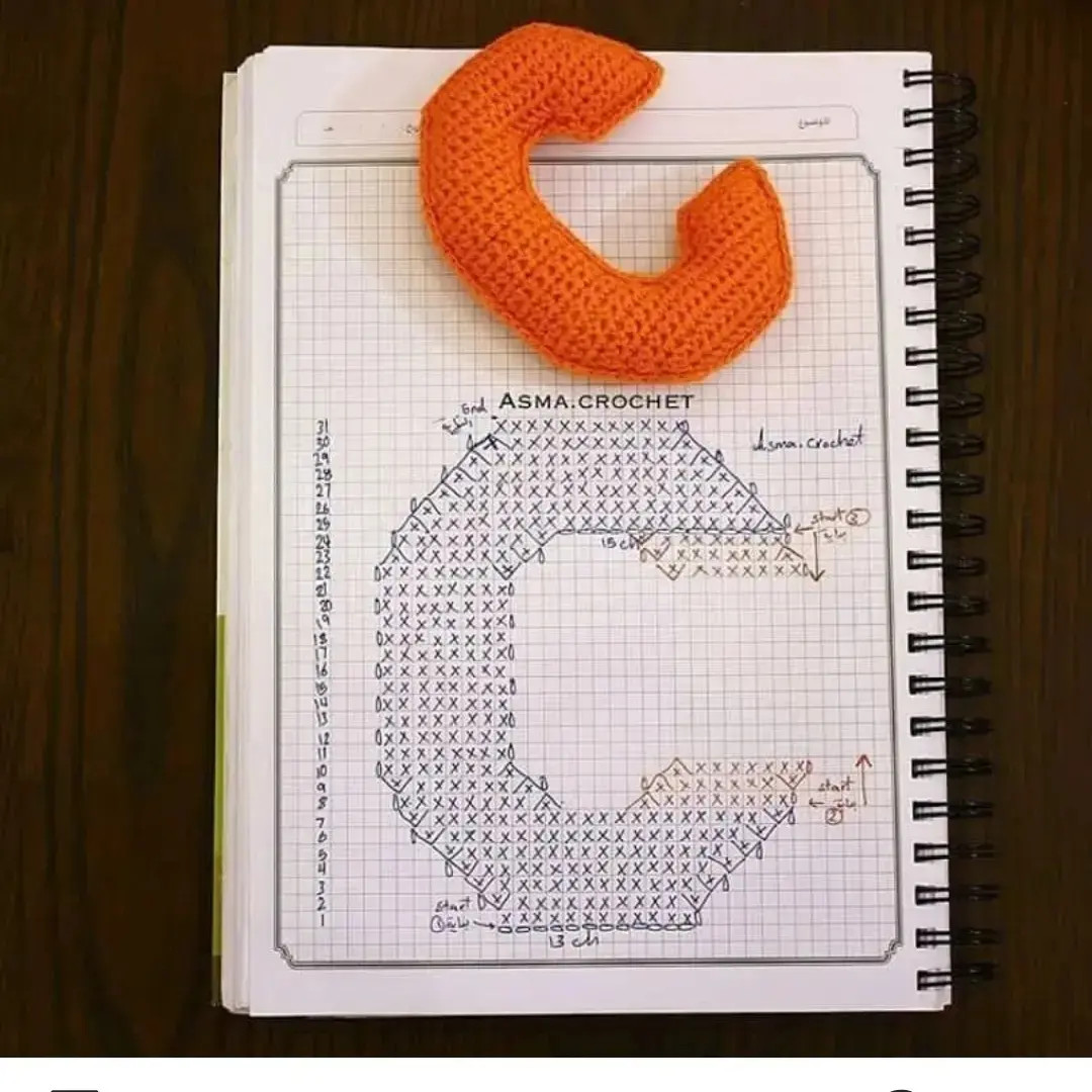 Crochet Alphabet Letters A-I Flat Chart Pattern by Asma Crochet