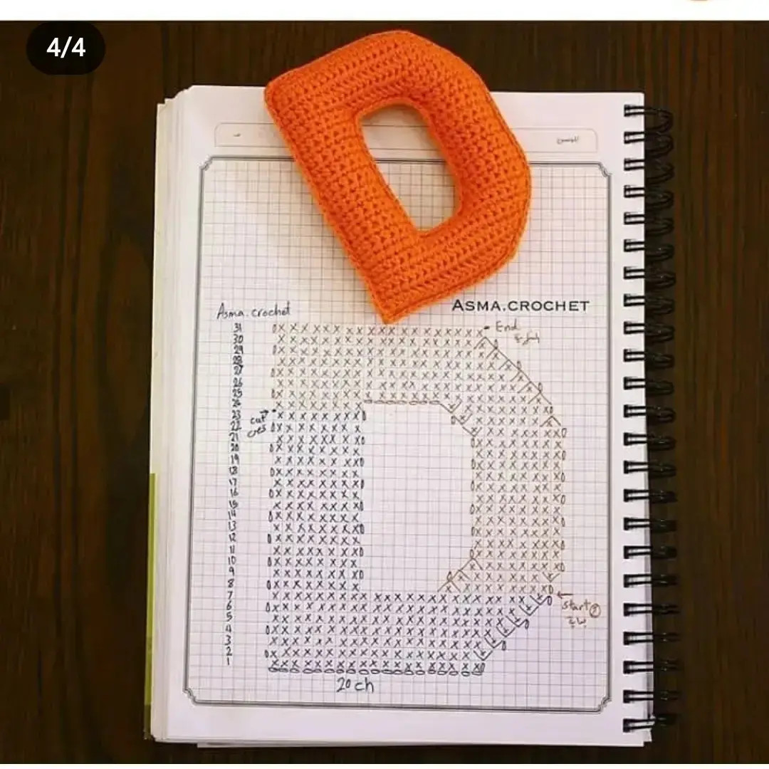 Crochet Alphabet Letters A-I Flat Chart Pattern by Asma Crochet