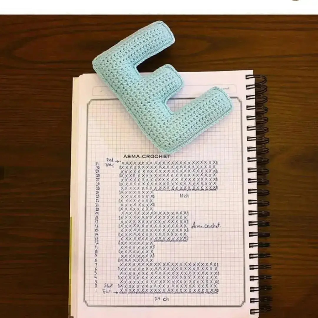 Crochet Alphabet Letters A-I Flat Chart Pattern by Asma Crochet