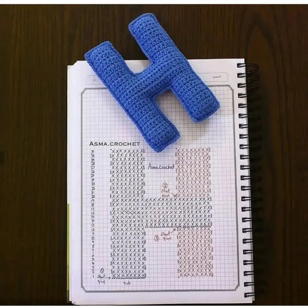 Crochet Alphabet Letters A-I Flat Chart Pattern by Asma Crochet