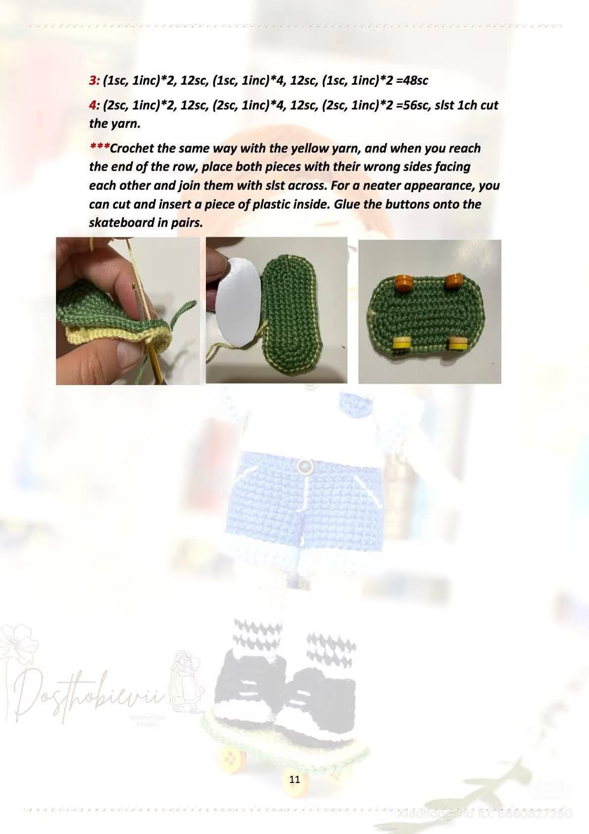 Crochet Amigurumi Boy Doll Pattern with Skateboard