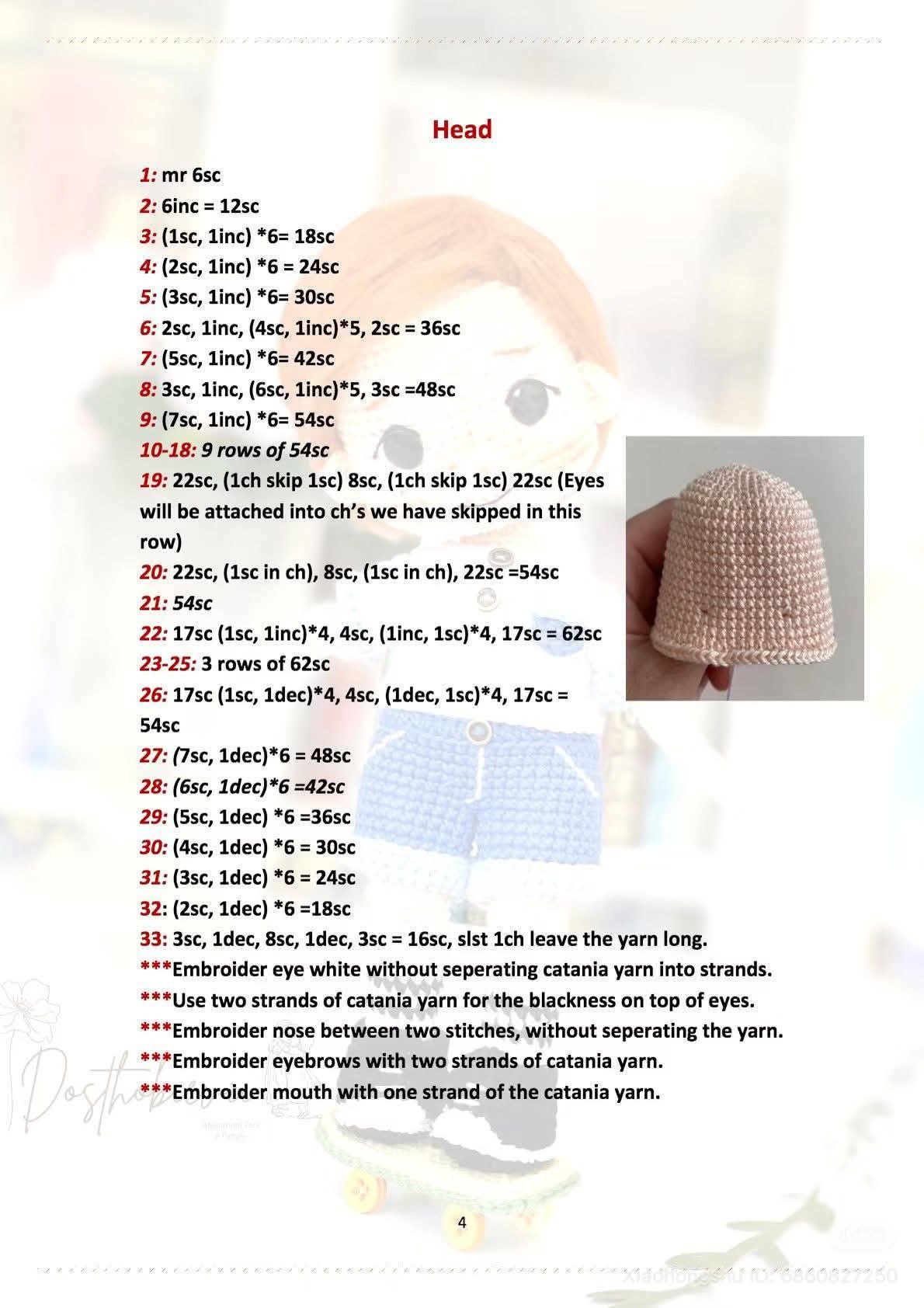 Crochet Amigurumi Boy Doll Pattern with Skateboard