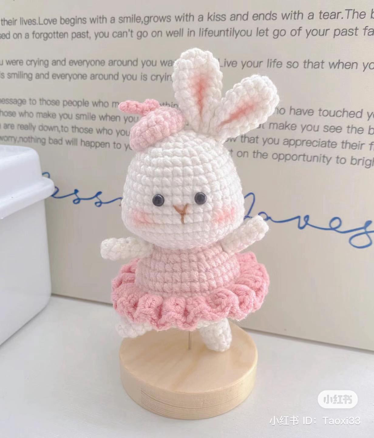 Crochet Amigurumi Bunny Rabbit Doll with Pink Tutu Dress Pattern Chart