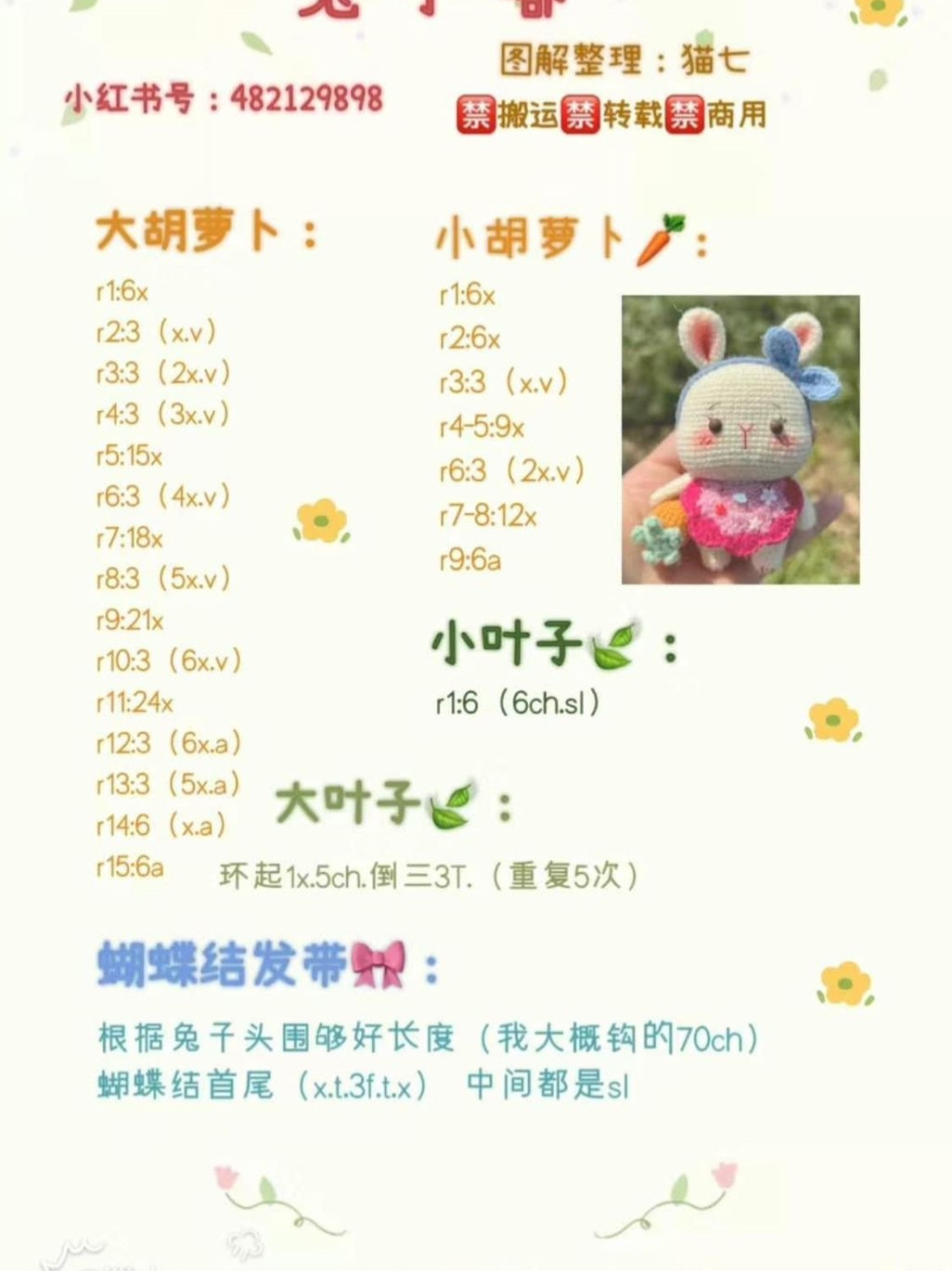 Crochet Amigurumi Carrot Rabbit Doll Chart