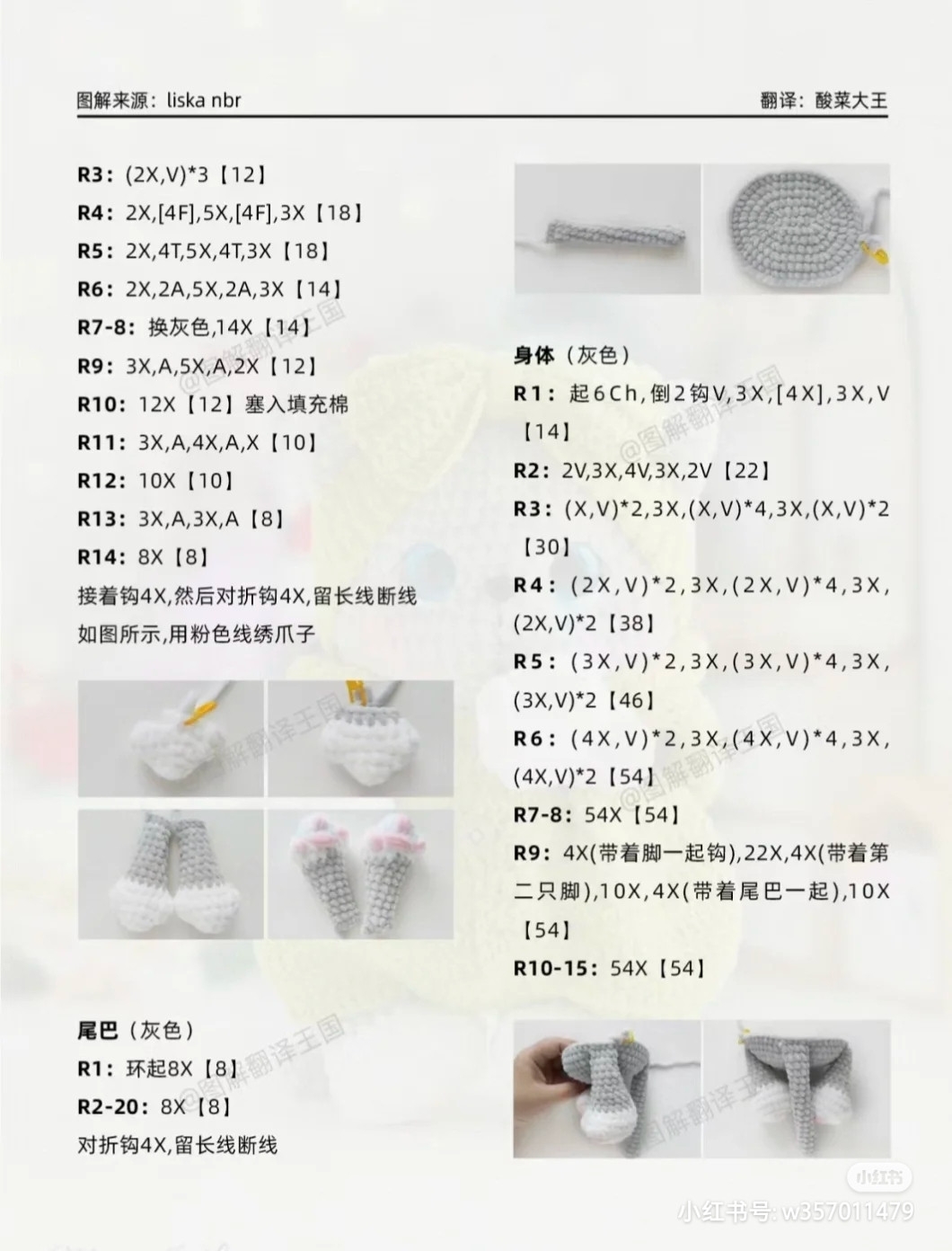 Crochet Amigurumi Cat Doll Pattern Chart with Hooded Outfits