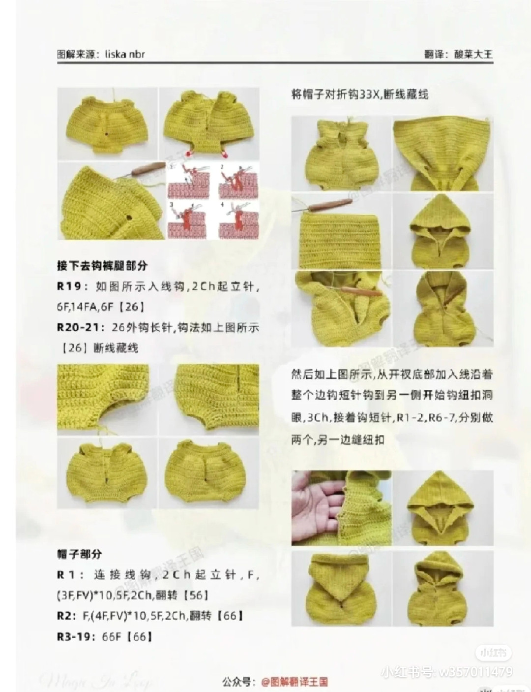 Crochet Amigurumi Cat Doll Pattern Chart with Hooded Outfits