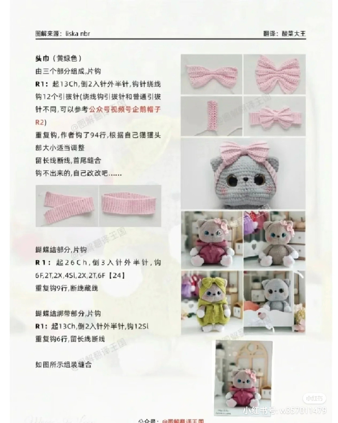 Crochet Amigurumi Cat Doll Pattern Chart with Hooded Outfits