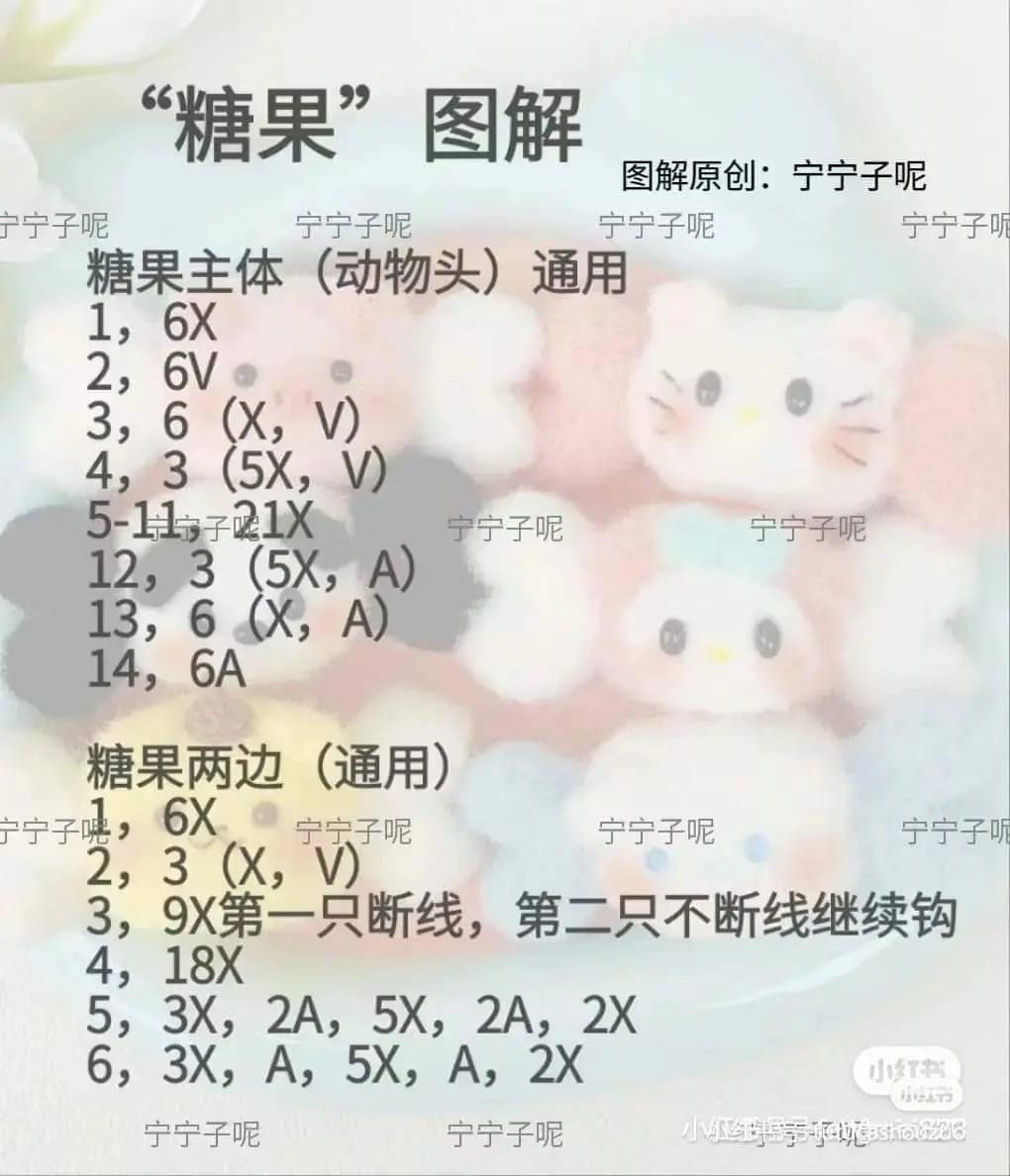 Crochet Amigurumi Chart Collection: Ice Cream Keychains, Candy Animals, and Short-Beaked Platypus