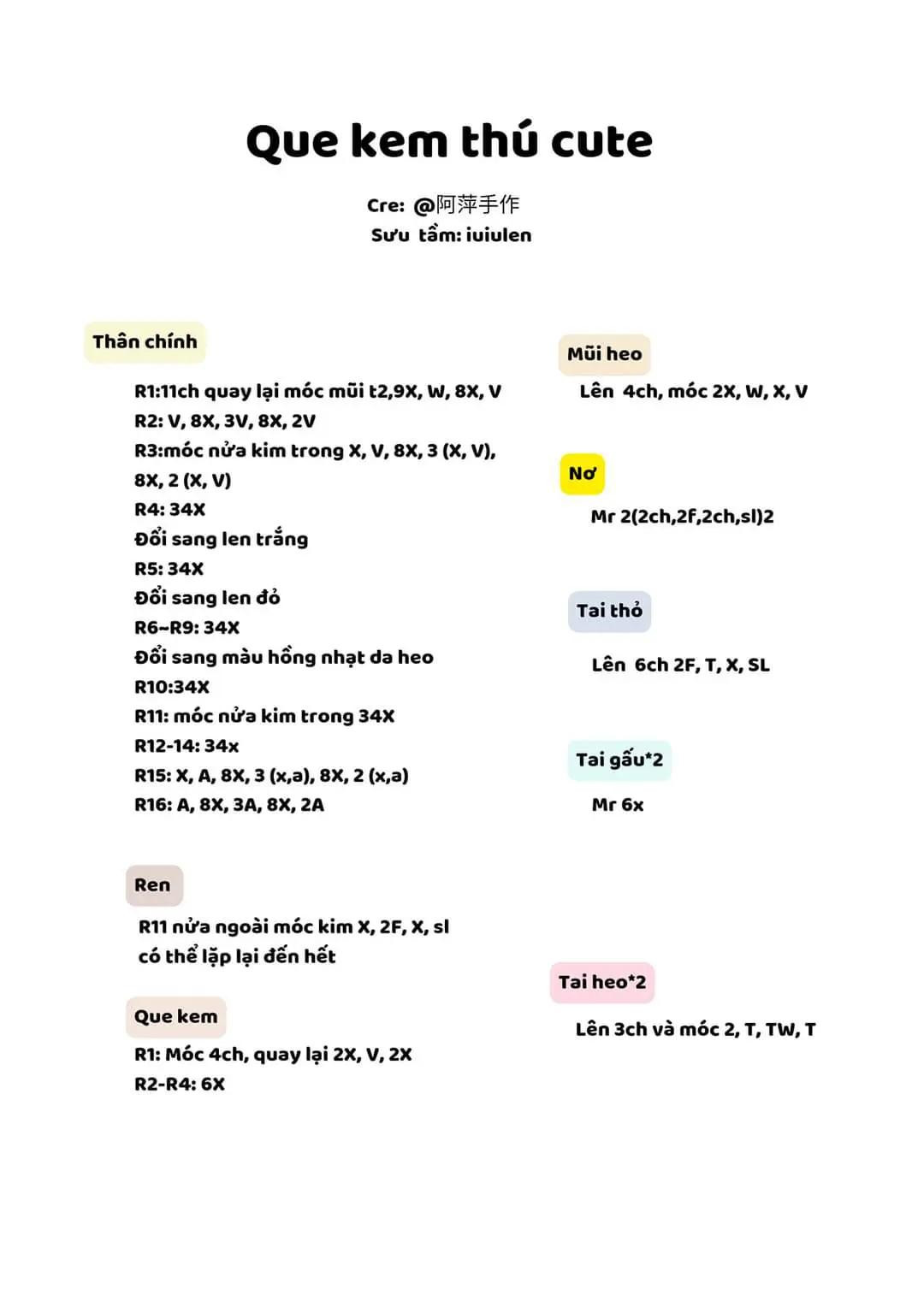 Crochet Amigurumi Chart Collection: Ice Cream Keychains, Candy Animals, and Short-Beaked Platypus