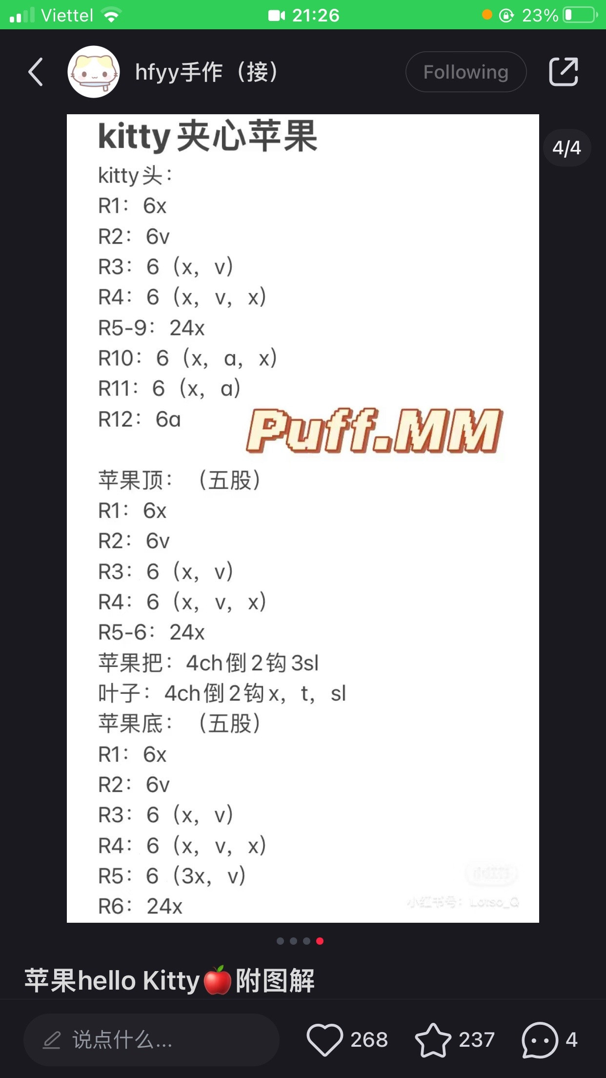 Crochet Amigurumi Chart: Cute Hello Kitty Heads in Lemon, Ultraman, and Mickey Mouse Costumes with Detailed Pattern Instructions