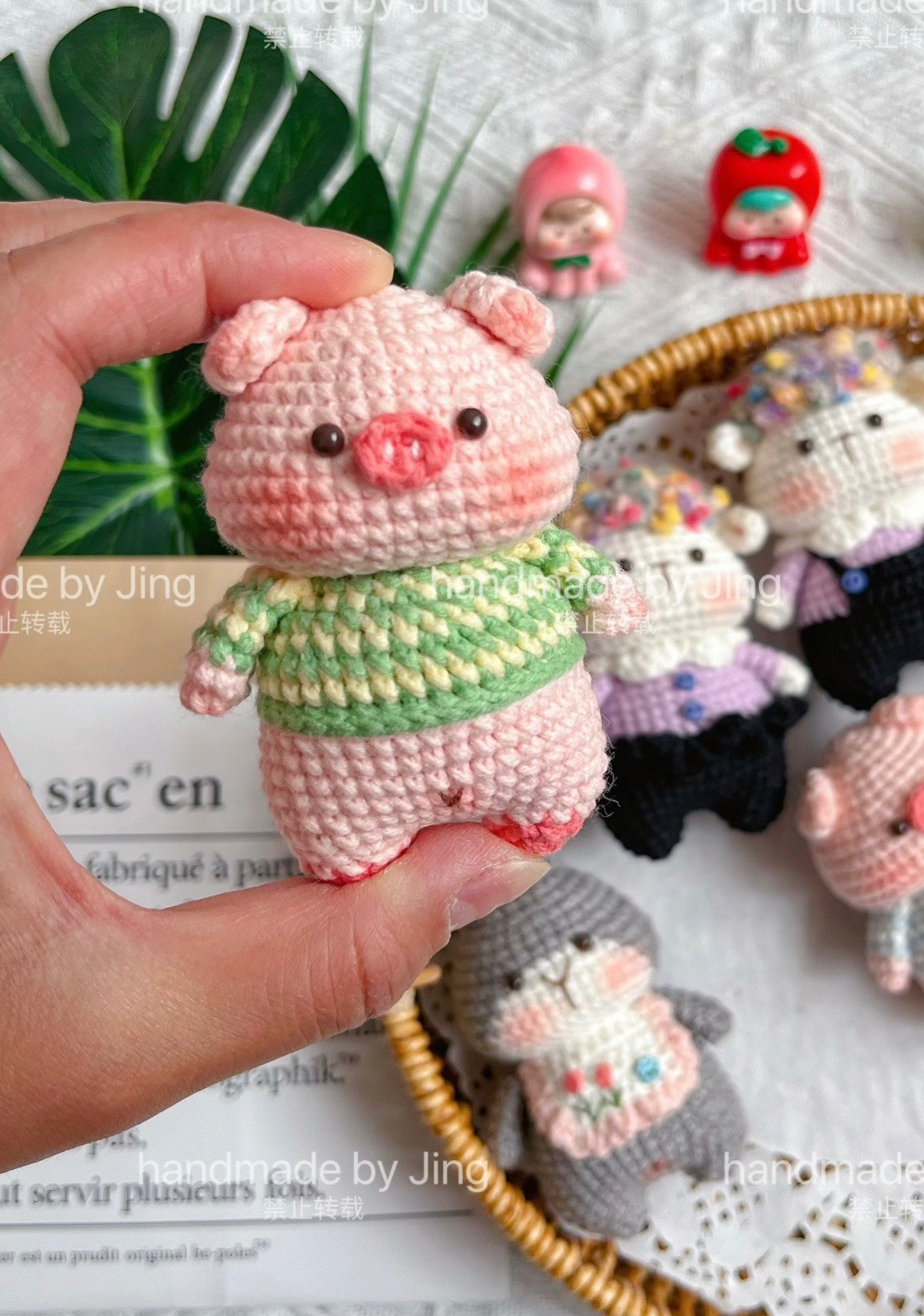 Crochet Amigurumi Chart: Cute Panda, Cat, Pig and Rabbit Dolls