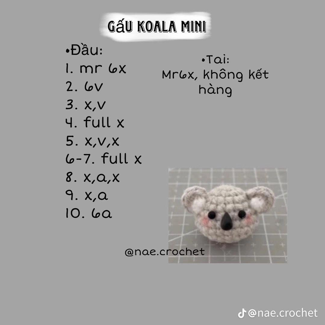 Crochet Amigurumi Charts: Cat, Mochi Rabbit, Mini Koala, and Crayon Shin-chan Head Patterns