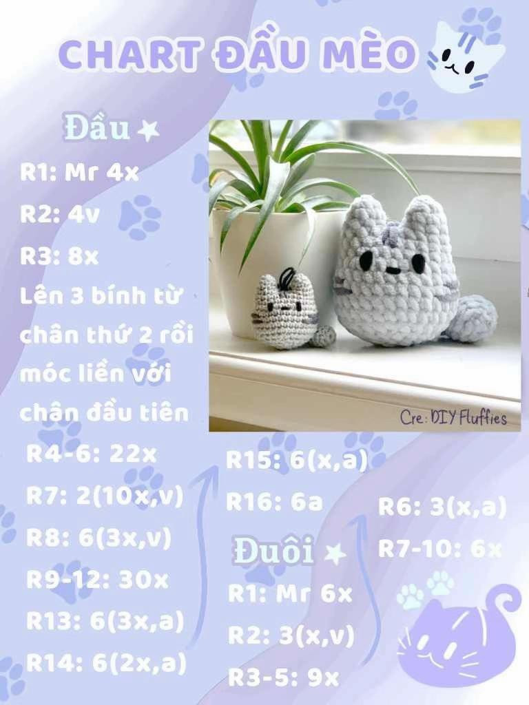 Crochet Amigurumi Charts: Cat, Mochi Rabbit, Mini Koala, and Crayon Shin-chan Head Patterns