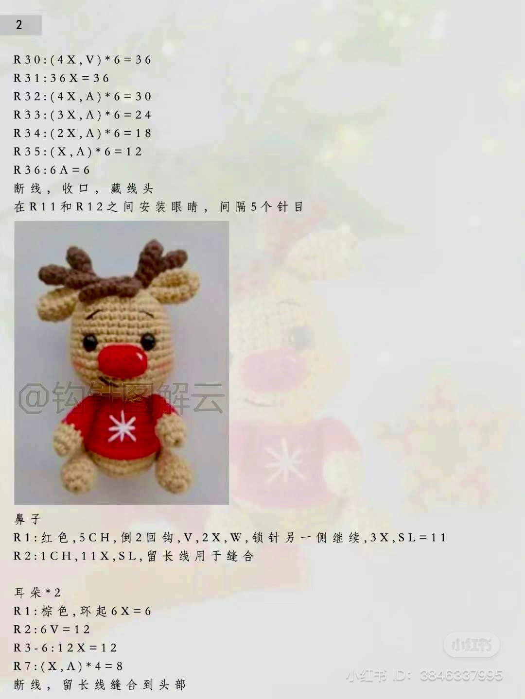 Crochet Amigurumi Christmas Reindeer Pattern