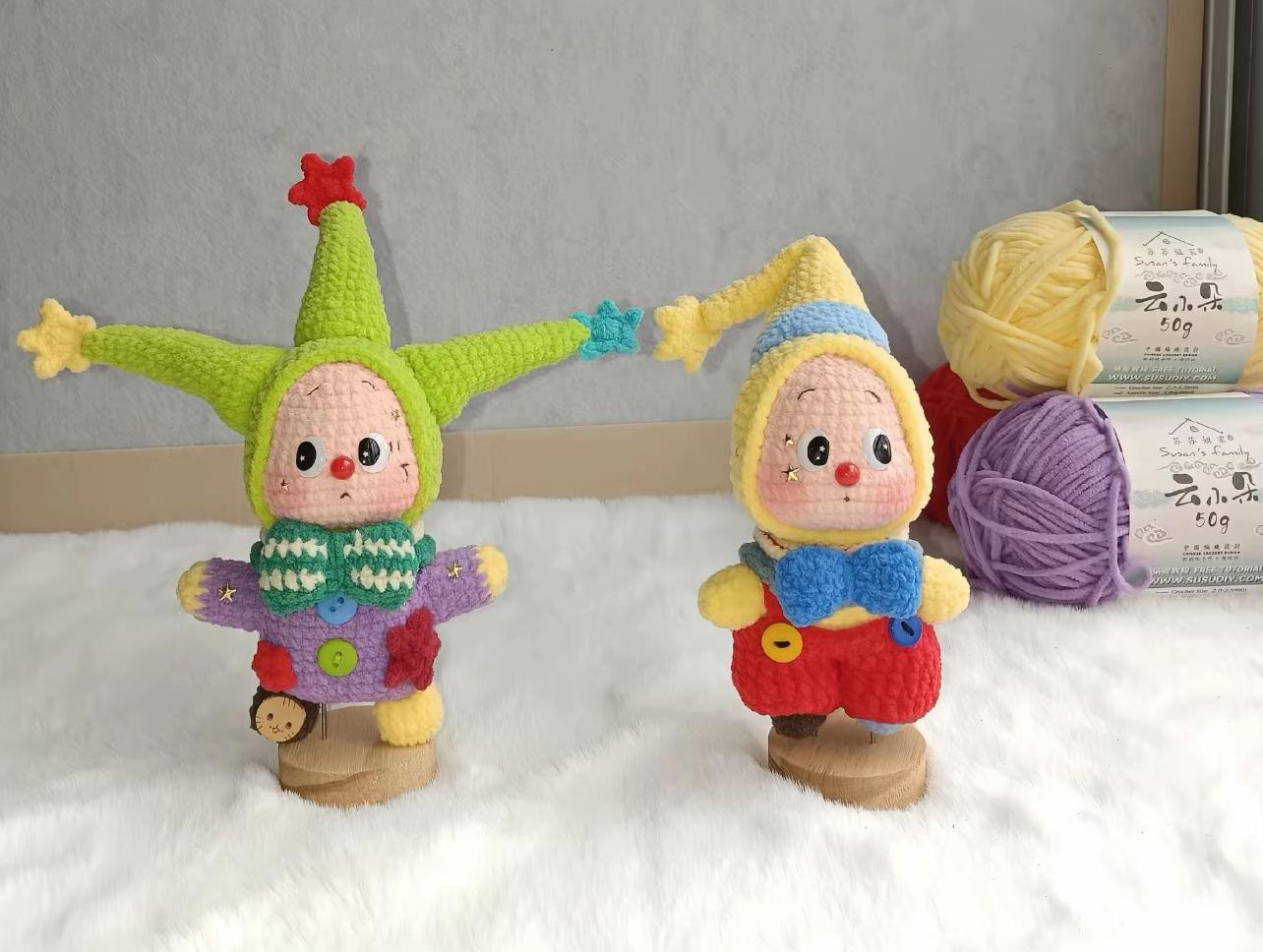 Crochet Amigurumi Clown Doll Pattern: Rainbow Jelly and Bubble Gum