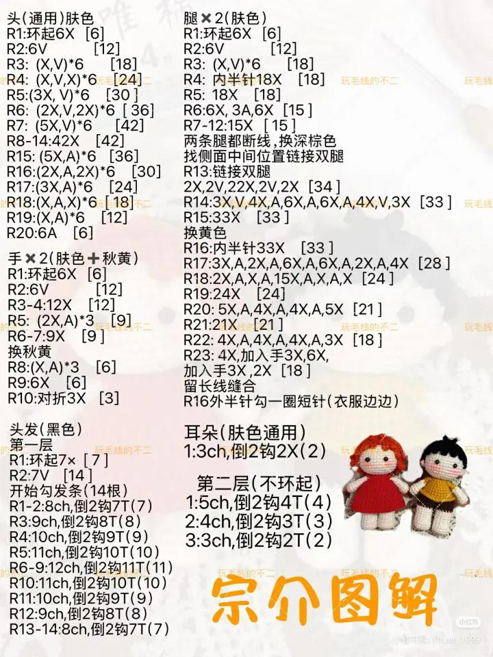 Crochet Amigurumi Couple Pattern Chart Tutorial