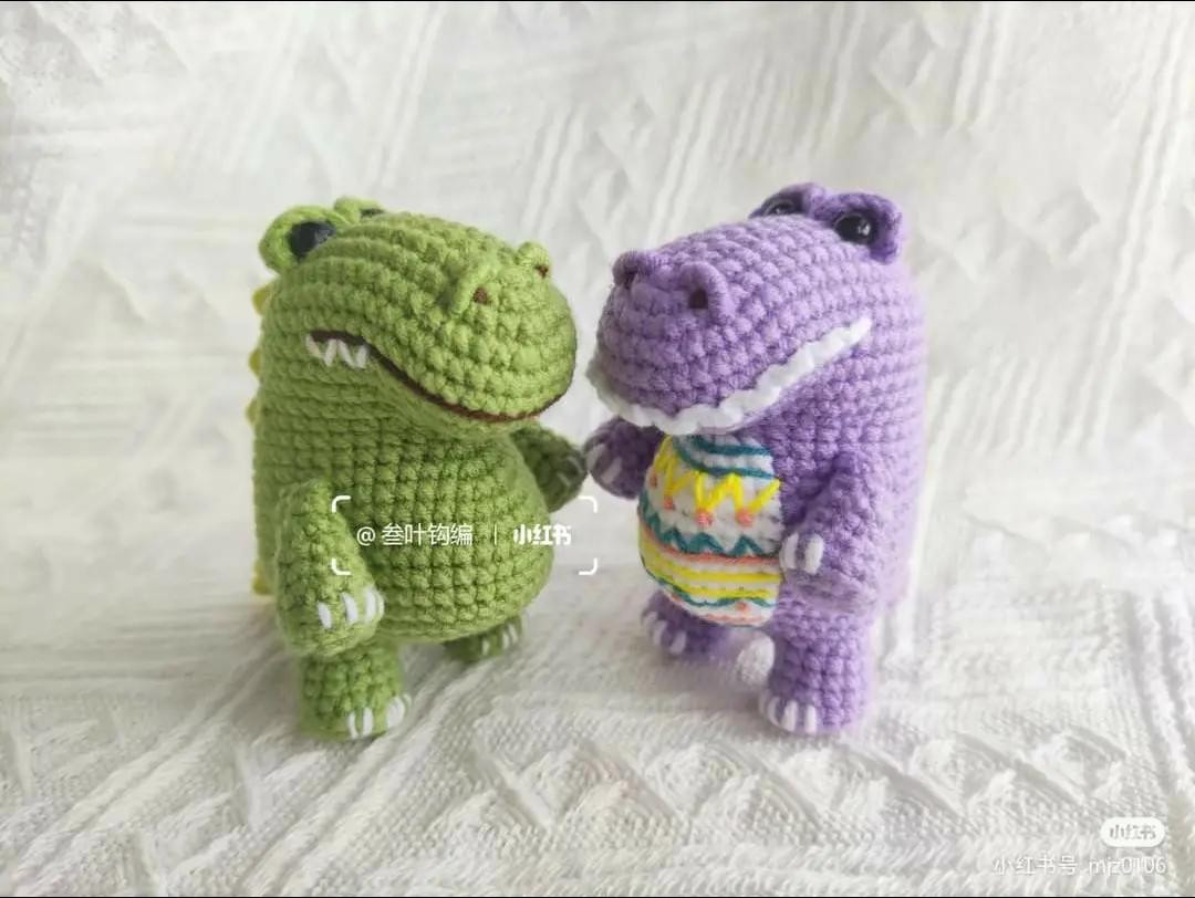 Crochet Amigurumi Dinosaur Pattern: Cute Green and Purple Dino Doll Tutorial Chart