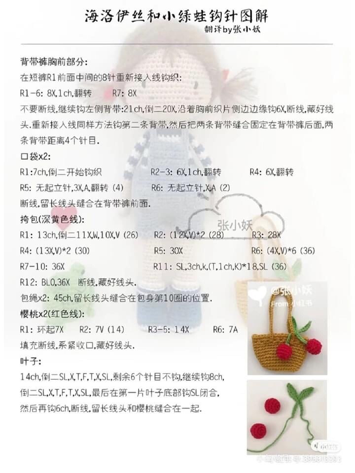 Crochet Amigurumi Doll and Frog Pattern Chart Tutorial