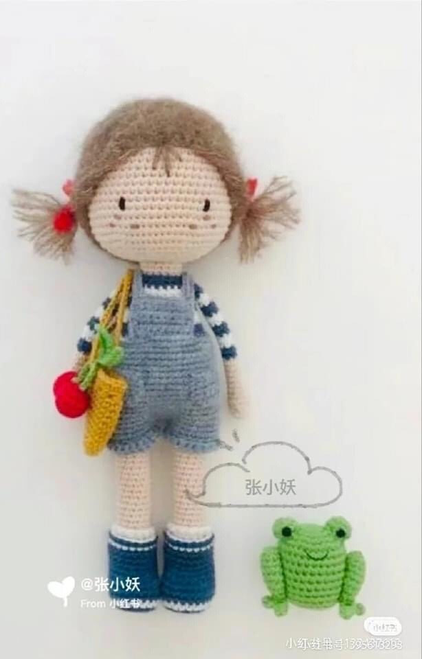 Crochet Amigurumi Doll and Frog Pattern Chart Tutorial