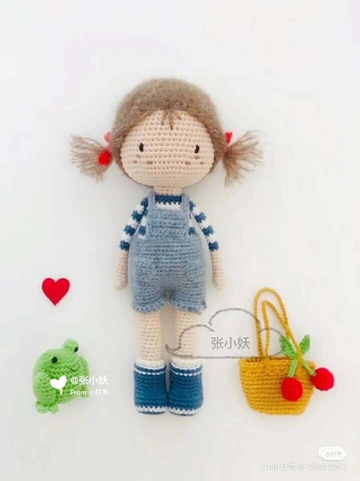 Crochet Amigurumi Doll and Frog Pattern Chart Tutorial